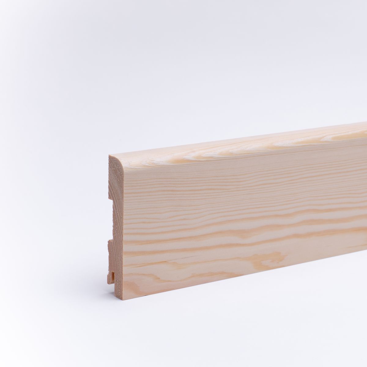 Massivholz-Sockelleiste mit abgerundet 120mm - Kiefer gelackt