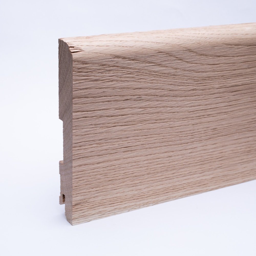 Massivholz-Sockelleiste mit abgerundeter 120mm - Eiche gebürstet roh