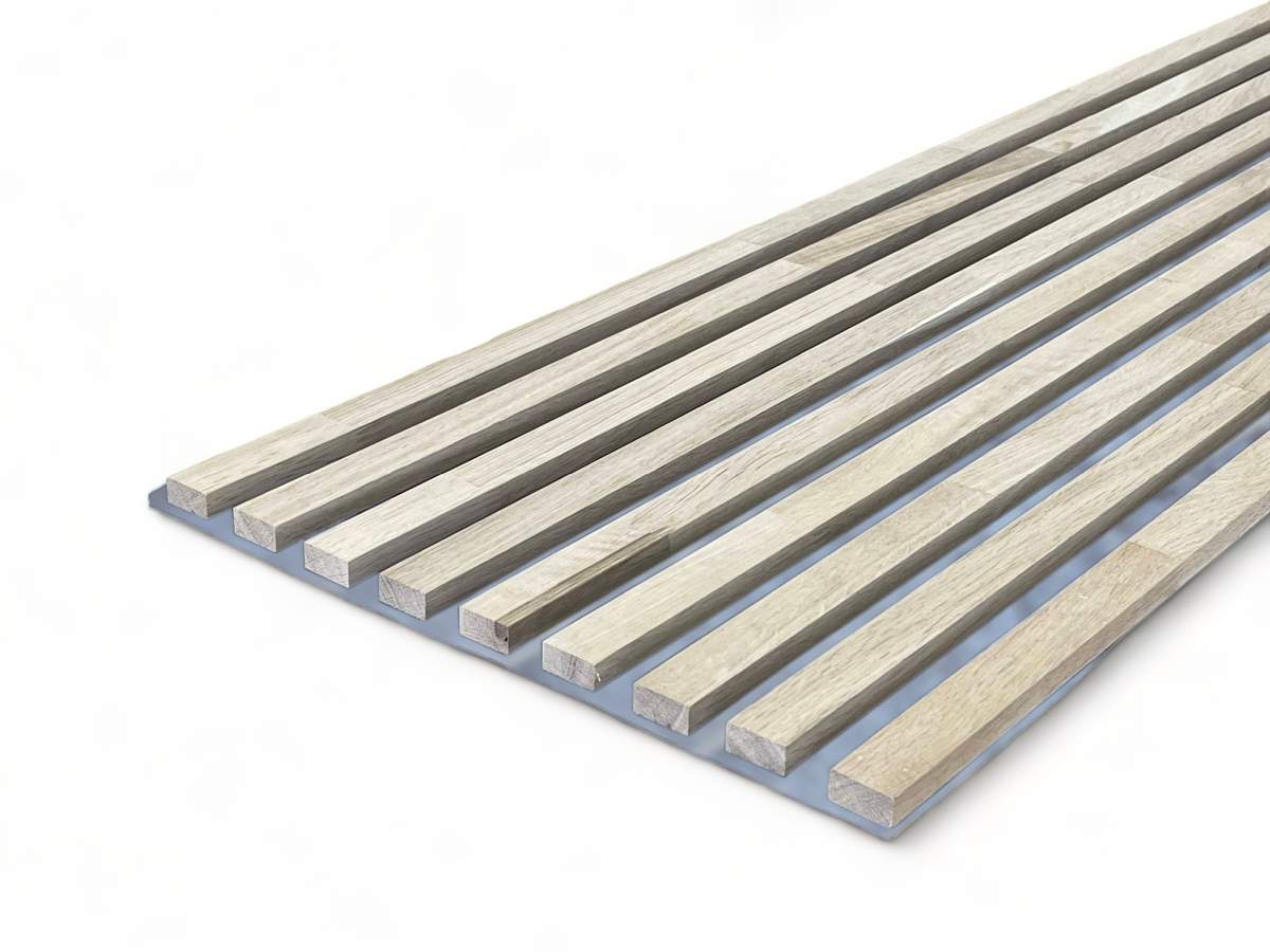 Massivholz Akustikpaneele Grau 2600 x 400 mm Eiche natur - unbehandelt