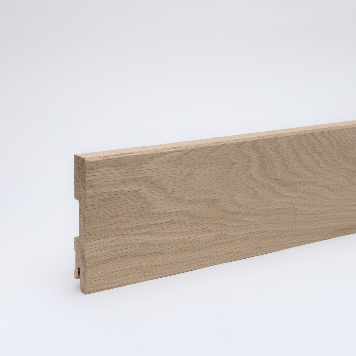 Massivholz-Sockelleiste 100mm gefaste Vorderkante - Eiche roh