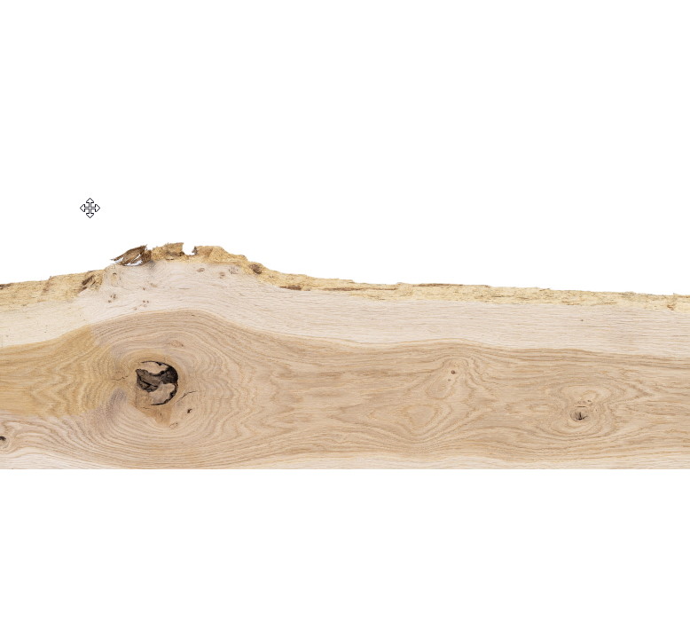Massivholz Eiche 35 x 18-25 cm - mit Baumkante, besäumt und entrindet - unbehandelt