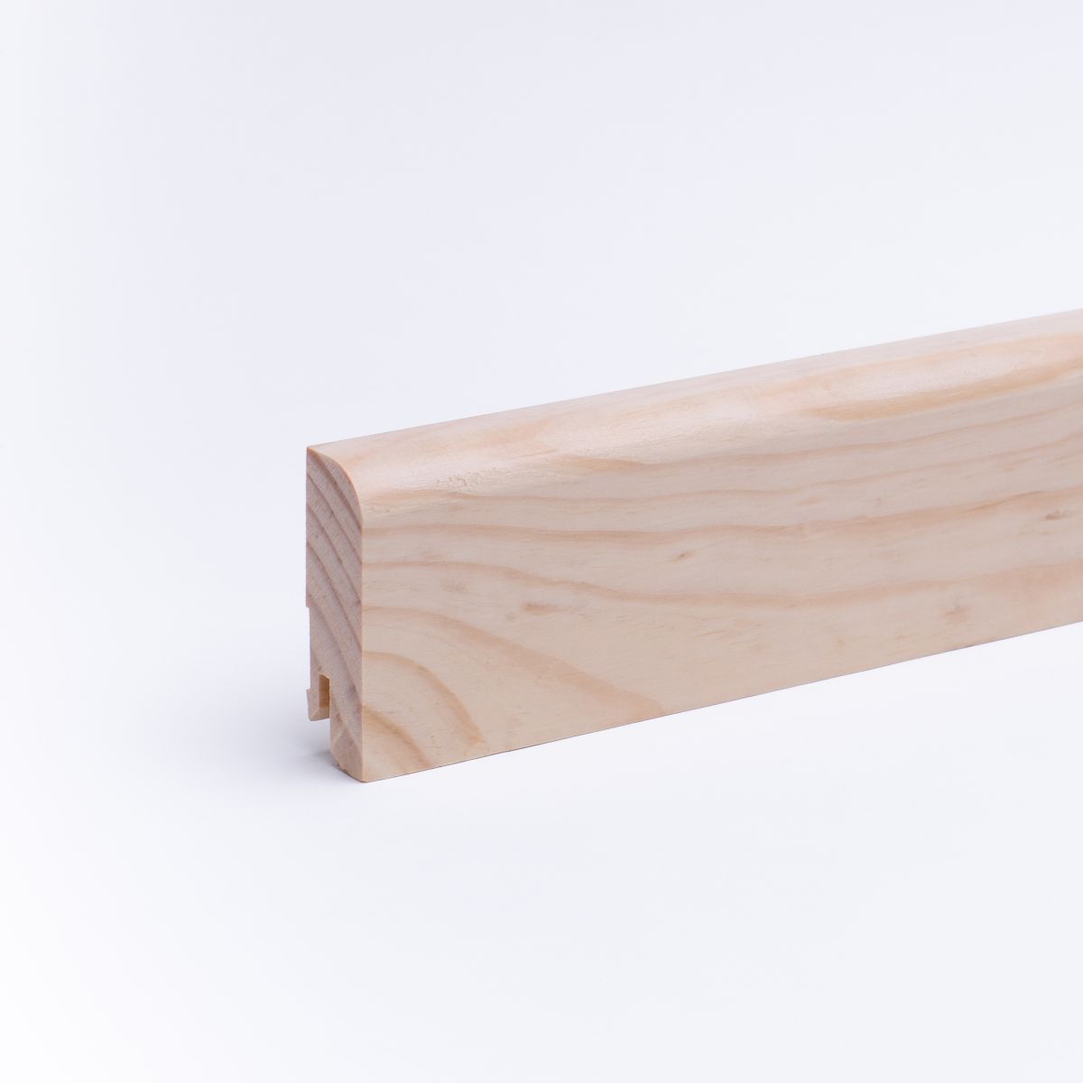 Massivholz Sockelleiste 60mm abgerundet - Kiefer gelackt