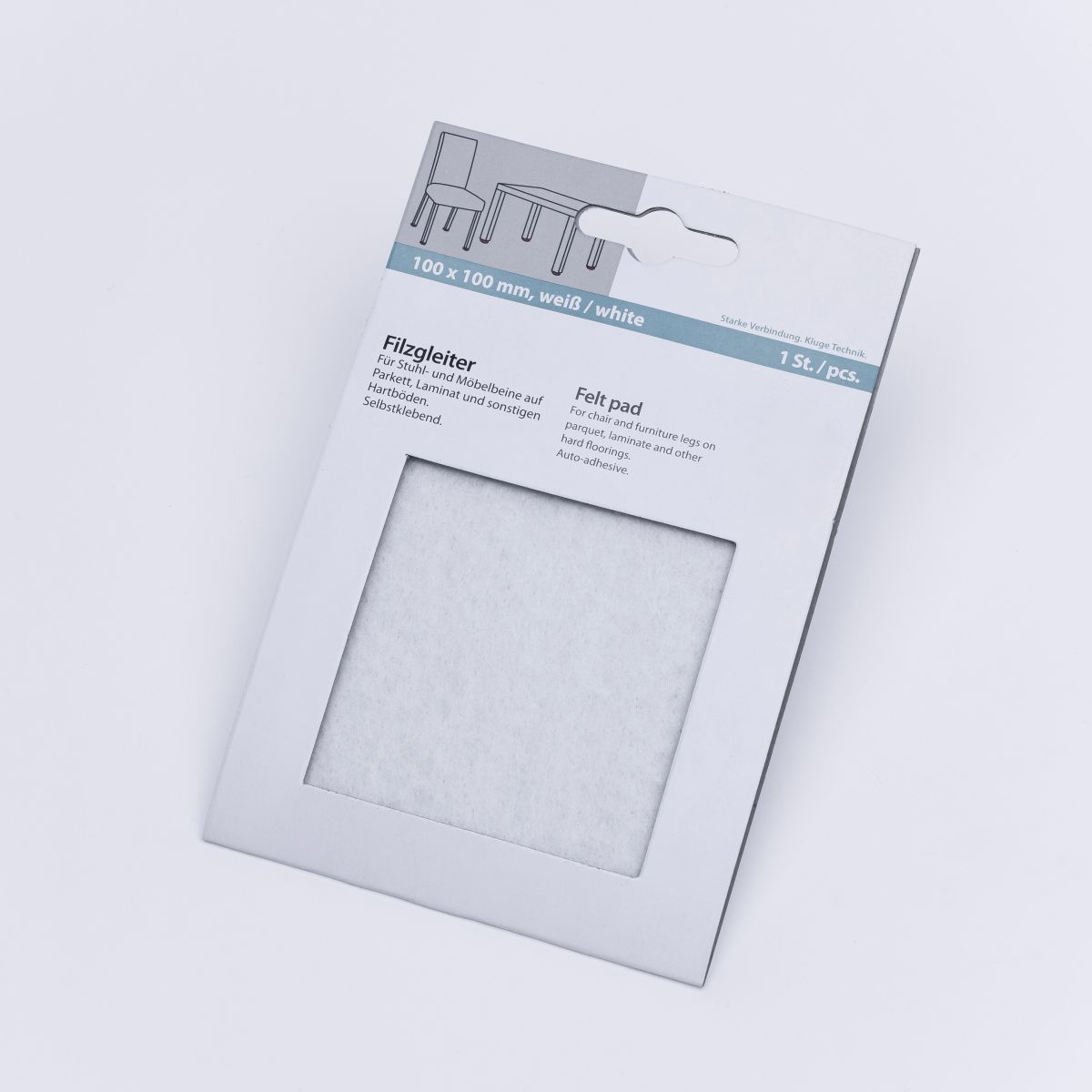 Filzgleiter quadratisch 100 x 100mm - weiß