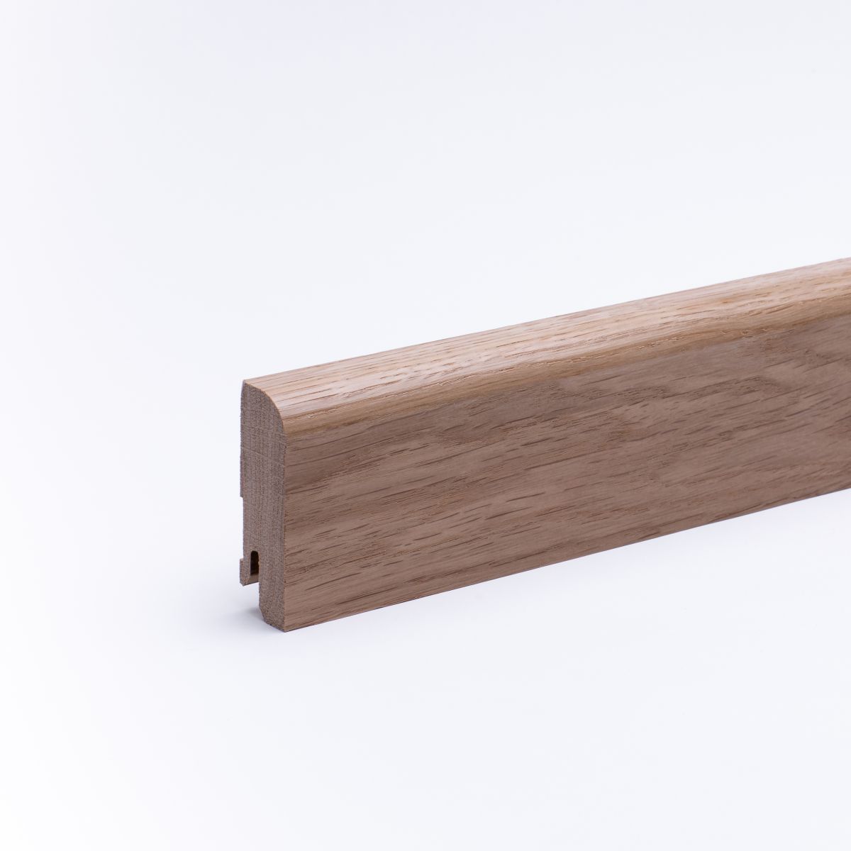 Massivholz-Sockelleiste abgerundet 60mm - Eiche gelackt