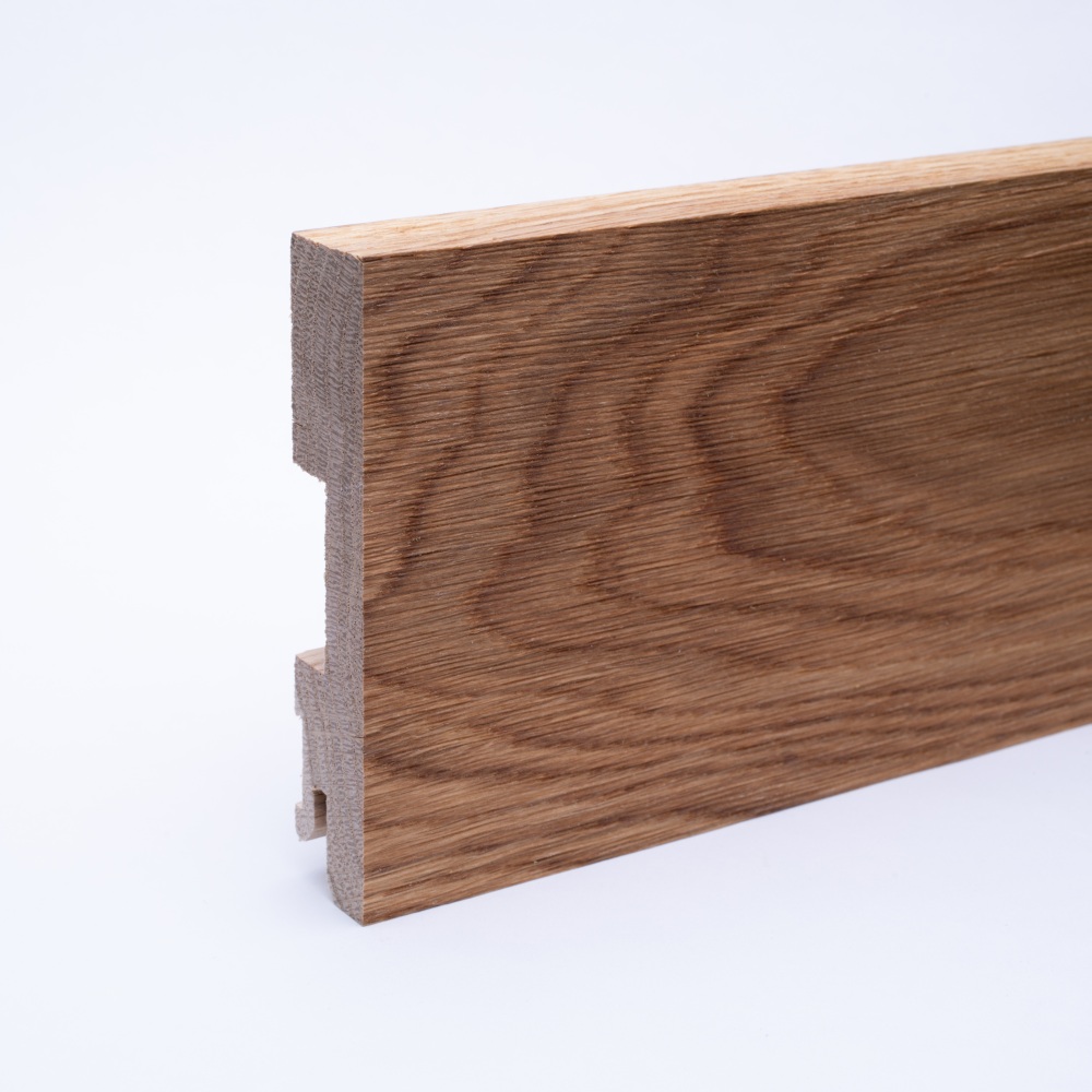 Vierkant Massivholz-Sockelleiste 100mm - Eiche gebürstet und geölt