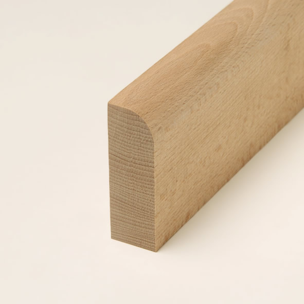 Massivholz-Sockelleiste 60mm abgerundet - Buche roh