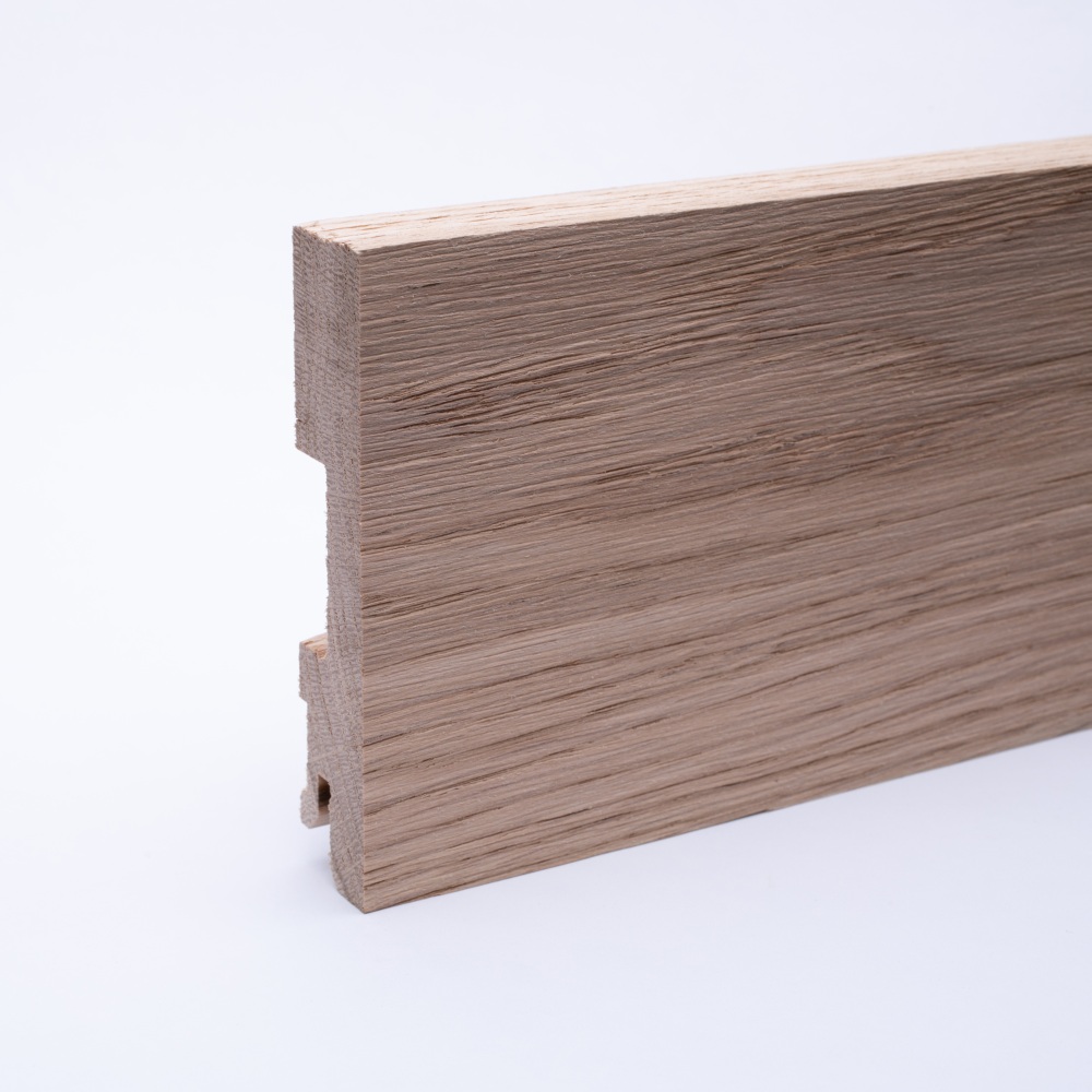 Vierkant Massivholz-Sockelleiste 100mm - Eiche gebürstet roh