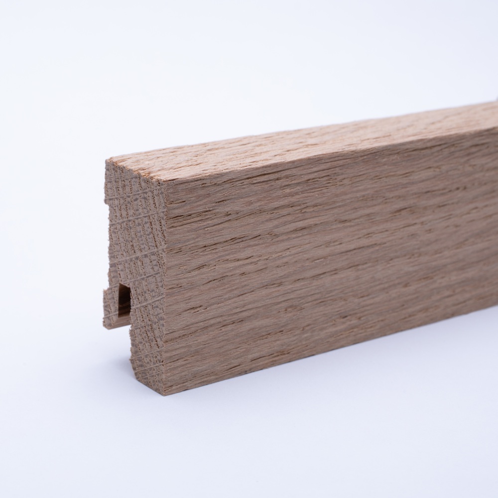 Vierkant Massivholz-Sockelleiste 40mm - Eiche gebürstet roh