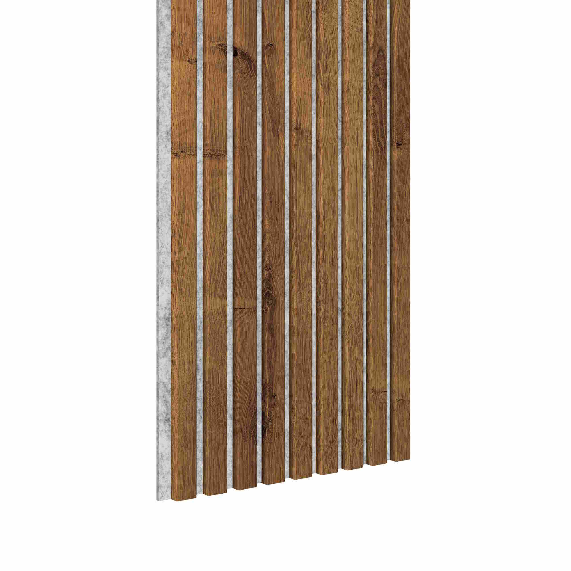 Akustikpaneel 2600 x 400 mm Eiche rustikal - Akustikfilz Grau - Wandverkleidung