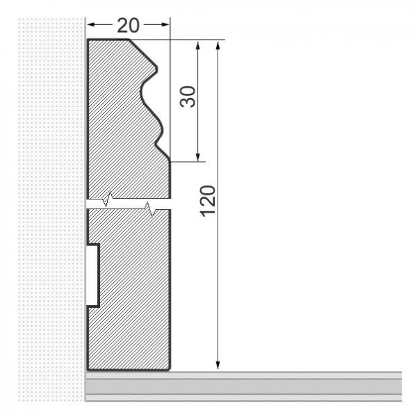 Sockelleiste Berliner Profil 120mm - Kirsche gelackt